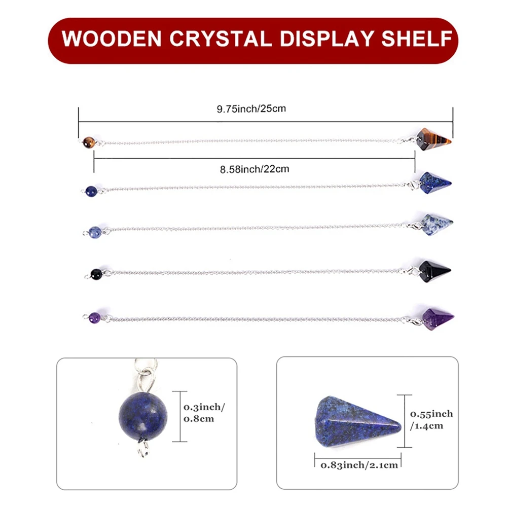 Penyangga tampilan Pendulum kayu berdiri tampilan Pendulum Dowsing dudukan kristal Wiccan kayu Organizer hadiah sihir