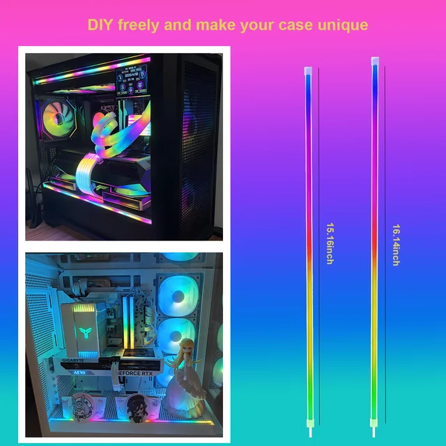 TUMMASTER ARGB  PC Case Decorative Strip Light, 5V 3PIN Motherboard Synchronous Addressable Atmosphere Light Bar for PC DIY 4