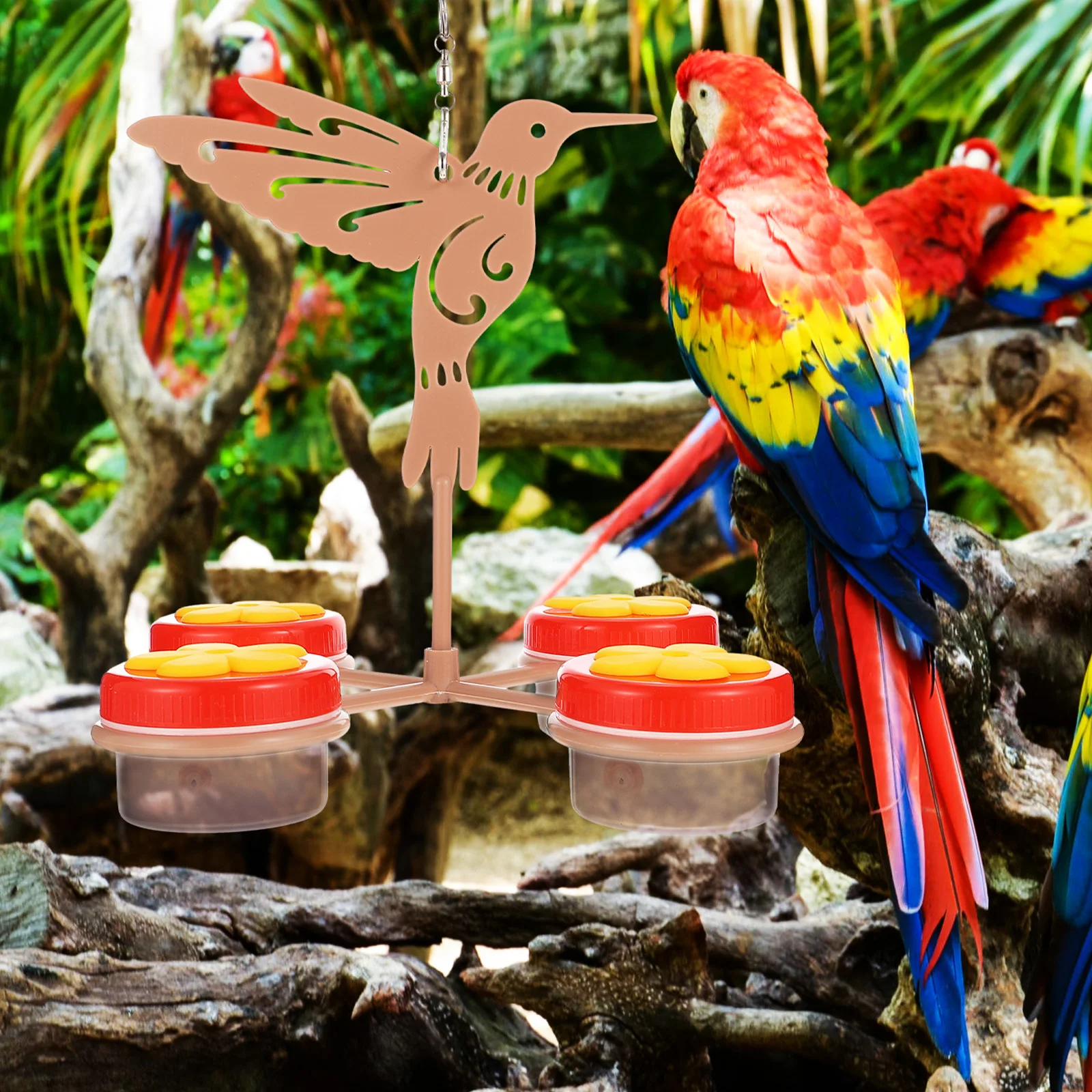 

Creative Flower Shape Hummingbird Feeder Durable Plastic Hanging Bird Feeding Holder for Garden Yard Lawn Outdoor Decoration