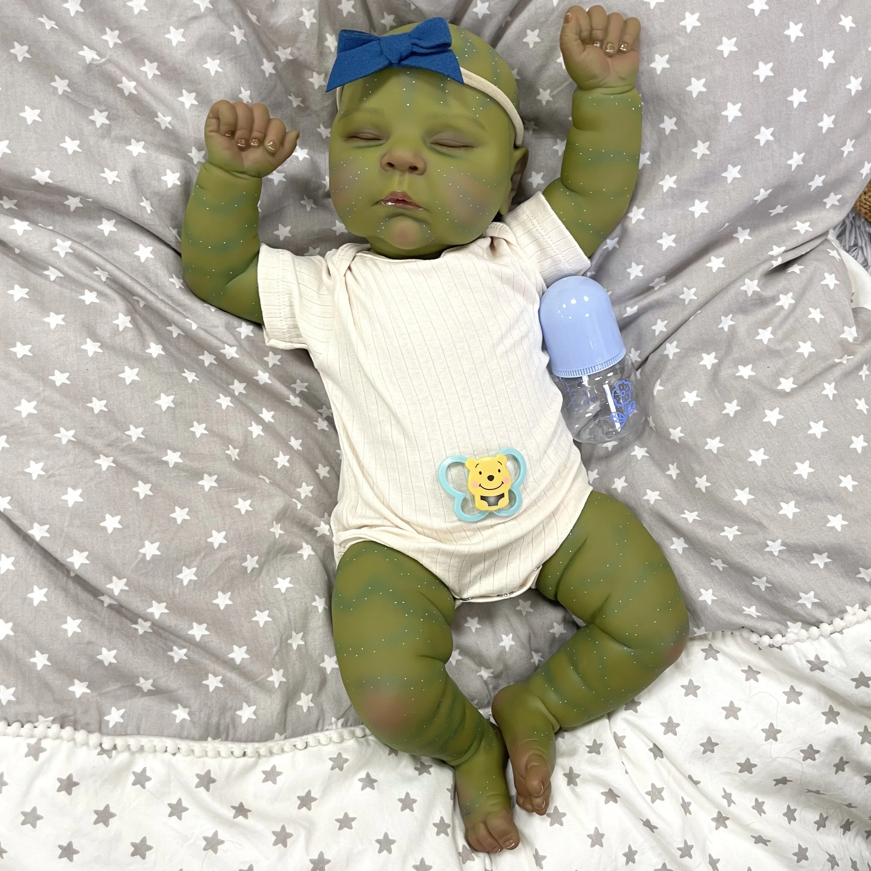 Cokela 48cm/19icnh New Green Skin Reborn Baby Dolls full body silicone doll baby dolls