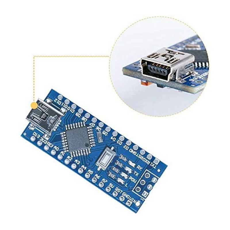 Placa Nano CH340/Atmega328p versión 2014, Compatible con Arduino Nano V3.0 (paquete de 3 sin Cable Mini USB)