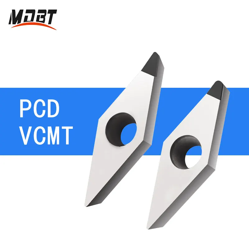 2PCS PCD VCGT110304 Diamond Carbide Insert VCGT VCMW110308 VCMT Insert PCD/CBN Internal Turning Tools Cutter For Lathe Aluminum