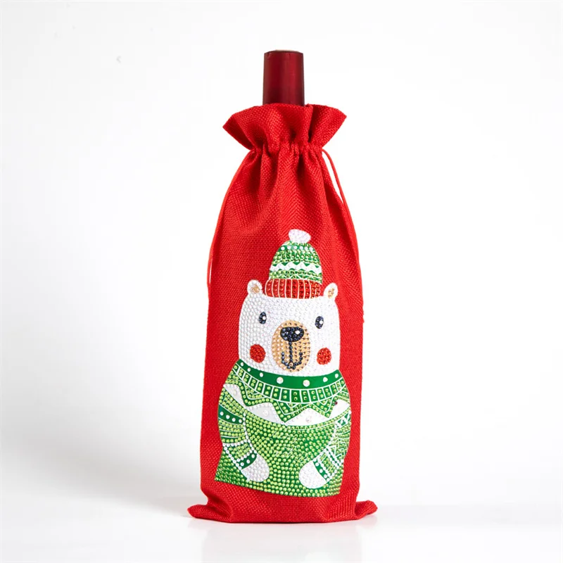 Christmas Cartoons Patterns Candy Bag 5D DIY Red Wine Bag Special Shape Drill Bottle Decoration Gift Bags Diamond Painting NEW