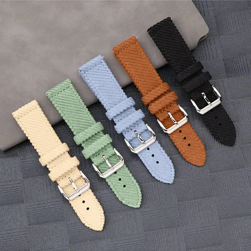 20mm 22mm Universal Bracelet Sports Nylon Watch Band Canvas Woolen Smart Watch Strap Soft Fabric Wristbelt Quick Release Pins