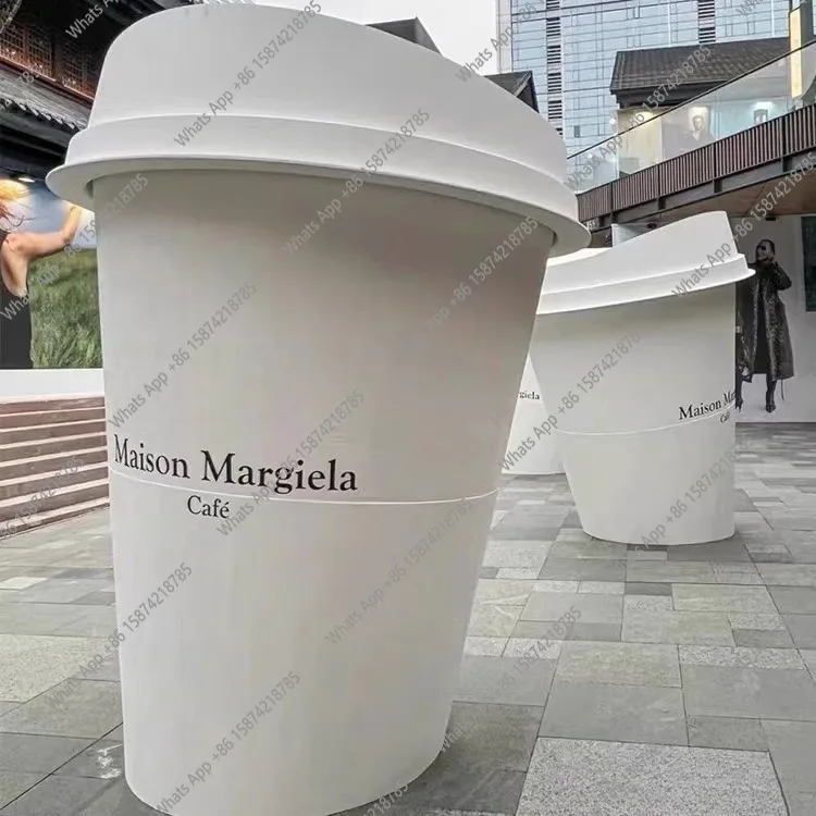 Outdoor foam big milk teacup sculpture simulation model entrance shopping mall coffee cup decoration ornament