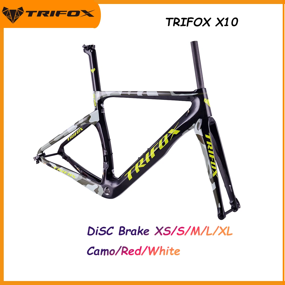 

TRIFOX Factory Carbon Fiber Road Bicycle Frame The Alex Thru Disc Brake 700X28C DI2 Racing Road Bike Frameset X10