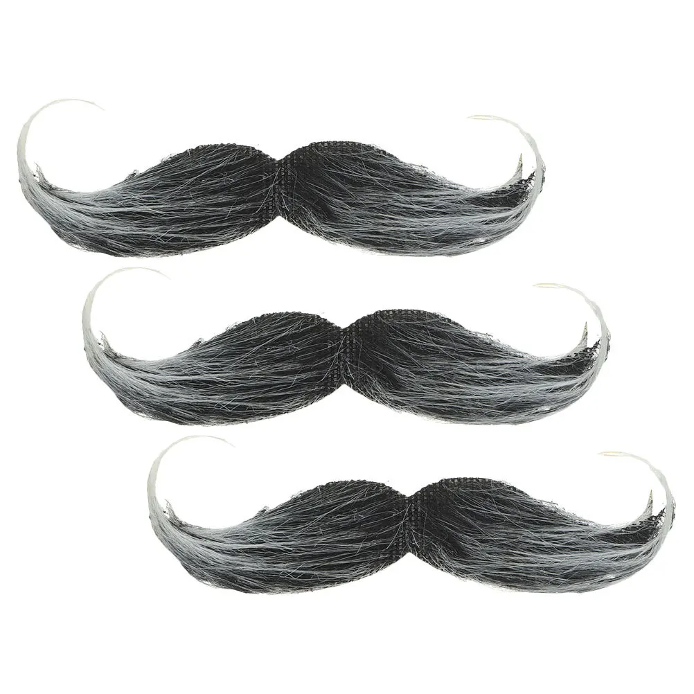 3 pezzi di baffi finti per barba, stoffa realistica, cosplay, travestimento di Halloween, accessorio per prestazioni, barba finta per uomo