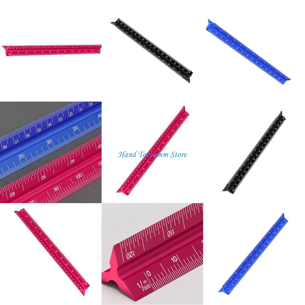 

H37F Измерение правителя 320 мм Треугольная масштаба с точными гравированными градациями в трех стильных цветах