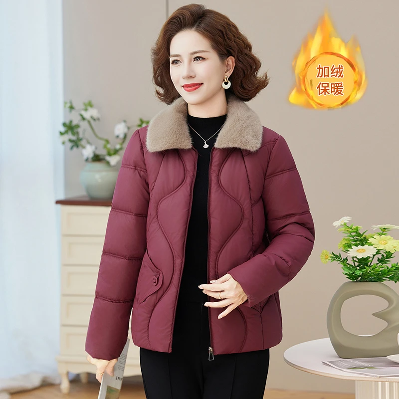

Women's ort Lightweight down Cotton Jaet New Sle Midi-Length Autumn Winter Coat Middle-Aged short Parker