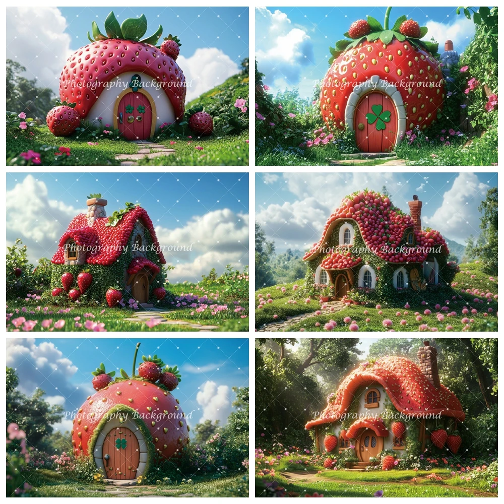الفراولة الحمراء منزل التصوير خلفية الفواكه الريفية مزرعة الحديقة العشب عيد ميلاد الزفاف عطلة ديكور حفلات خلفية الصورة