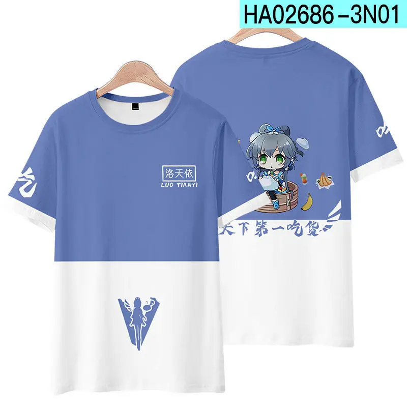 VTuber Luo Tianyi Vsinger Anime Short Sleeve T-Shirt Casual Sweatshirt Adult COS Full Color Plus Size Fashion Clothes