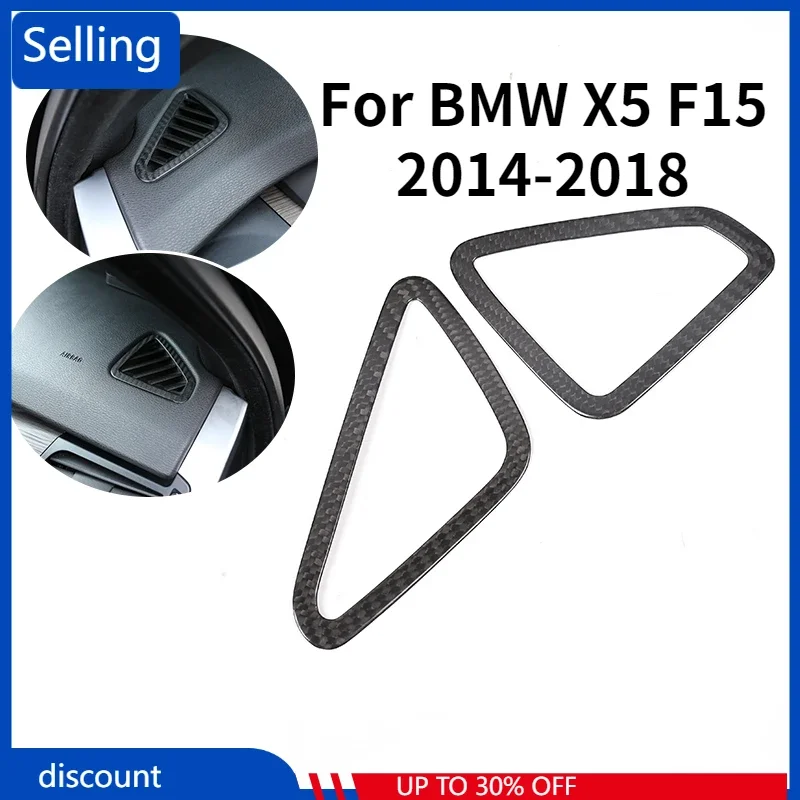 

Автомобильные аксессуары для BMW X5 F15 2014-2018, 2 шт., настоящие Углеродные волокна, автомобильная панель, вентиляционная решетка, рамка, отделка, наклейка для LHD AD