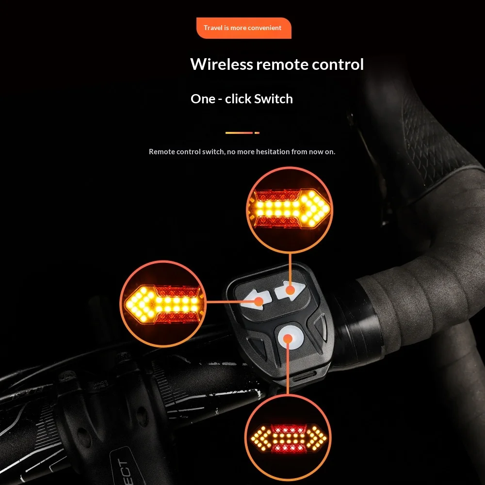 Solar-Powered Remote-Control High-Brightness Waterproof Bicycle Light For Road & Mountain Bikes Rear Warning Function