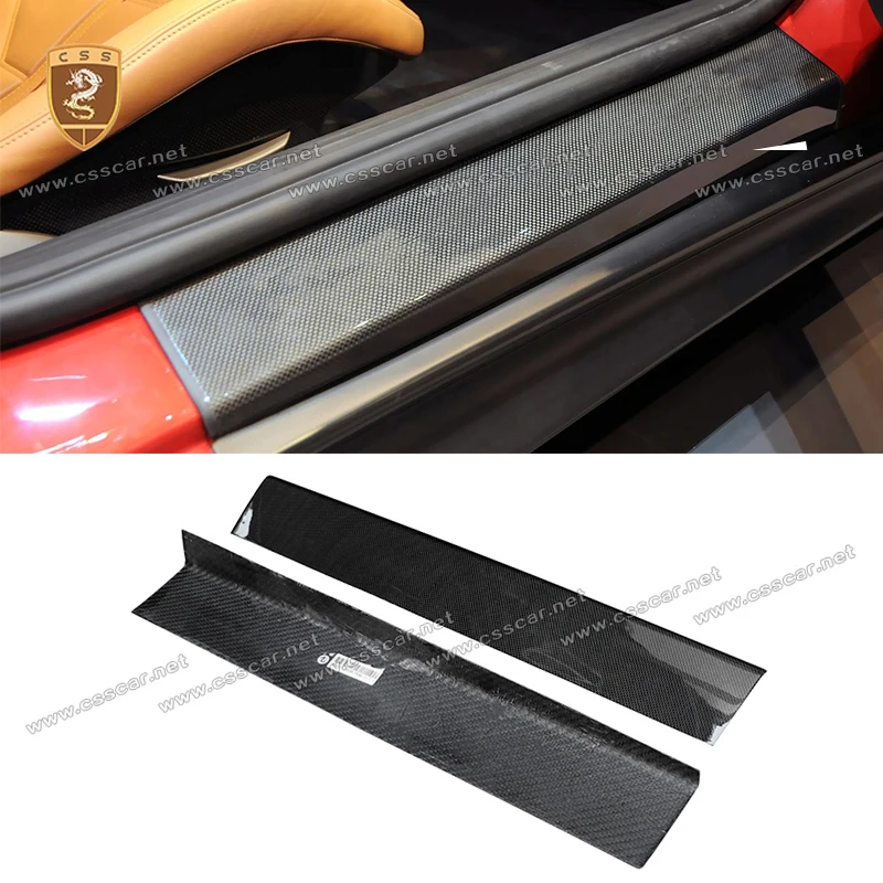 Dry Carbon Fiber Inner Door Sills Scuff Plate Guard For Ferrair F12 OEM Style Car Welcome Door Threshold Protector Cover