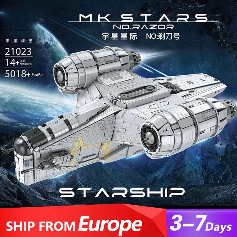 Movie MOC Space War 21023 The Razor Crest 75292 Spaceship Airship Model 4887PCS Building Blocks Brick Puzzle Toys for Kids Gift