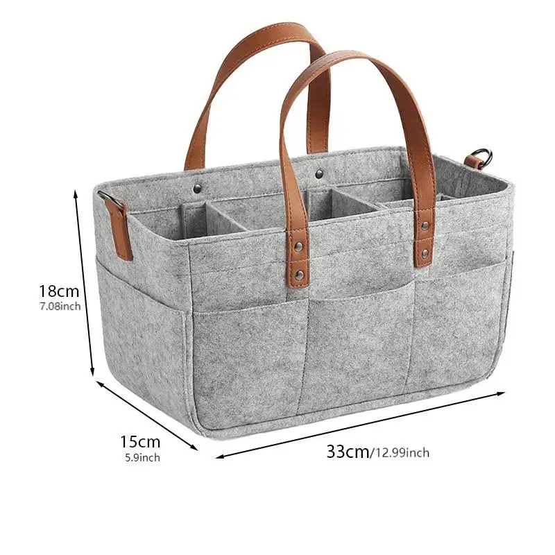 Diaper Caddy Nursery Organizer Felt Multi Layer Baby Stroller Storage Bag Portable Handle Car Organizer Mom Baby Multi Pocket - view 6