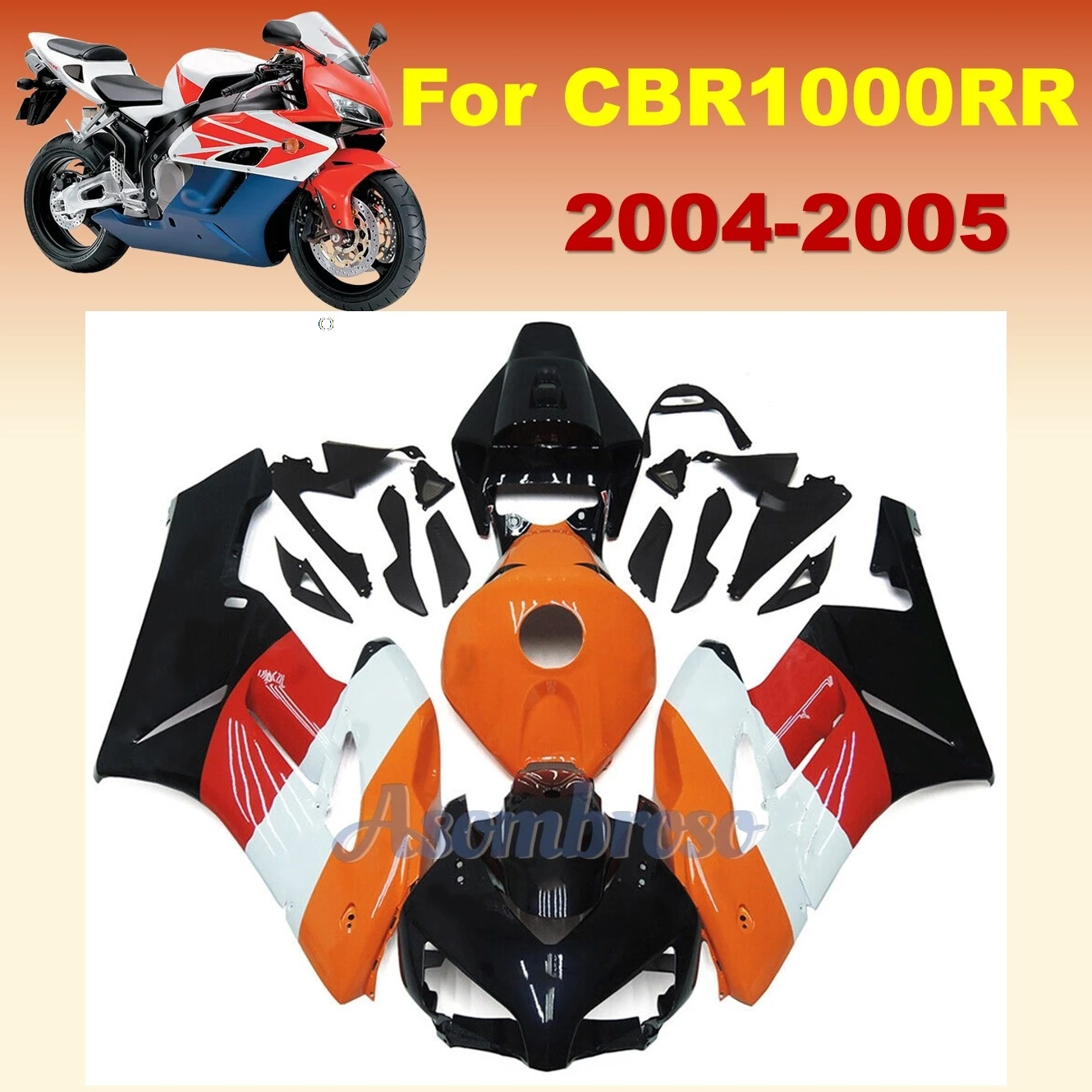 Fairings Kit Fit For Honda repsol CBR1000RR 2004 2005 04 05 Orang Black Bodywork Set Shell
