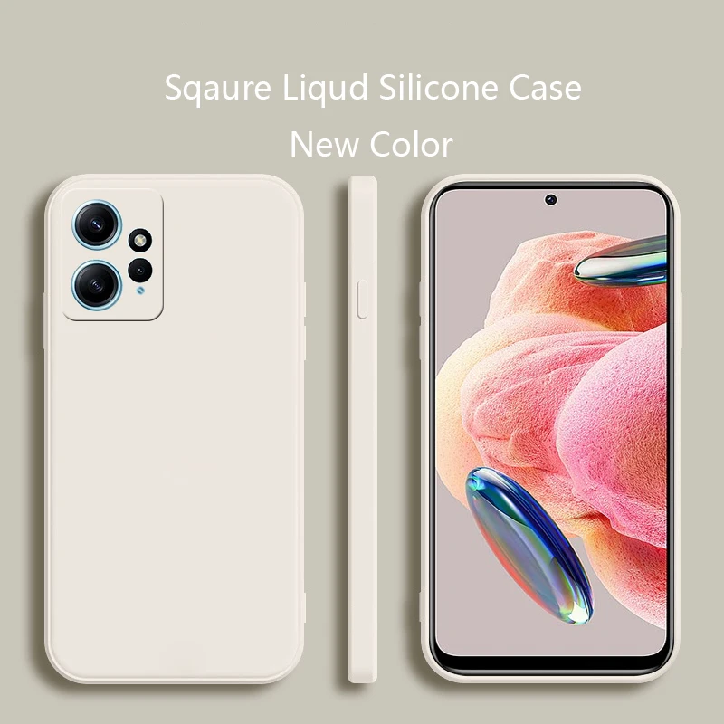เคสโทรศัพท์ซิลิโคนสแควร์สําหรับ Xiaomi Redmi หมายเหตุ 12 4G Matte Case Redmi หมายเหตุ 12 4G เลนส์นุ่มกล้องฝาครอบป้องกัน SHELL