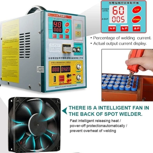 

Handheld Battery Spot Welder 788S-Pro 3.2KW, Pressure Adjust 300-750g, 70BN Pen & Charging Tester