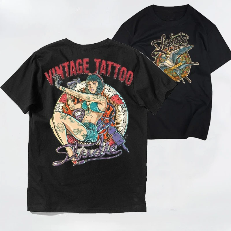 

American Retro Motorcycle T-shirt Men's 2025 Summer Comfortable Loose Short-sleeved Cotton Crew Neck Top Men's Clothing