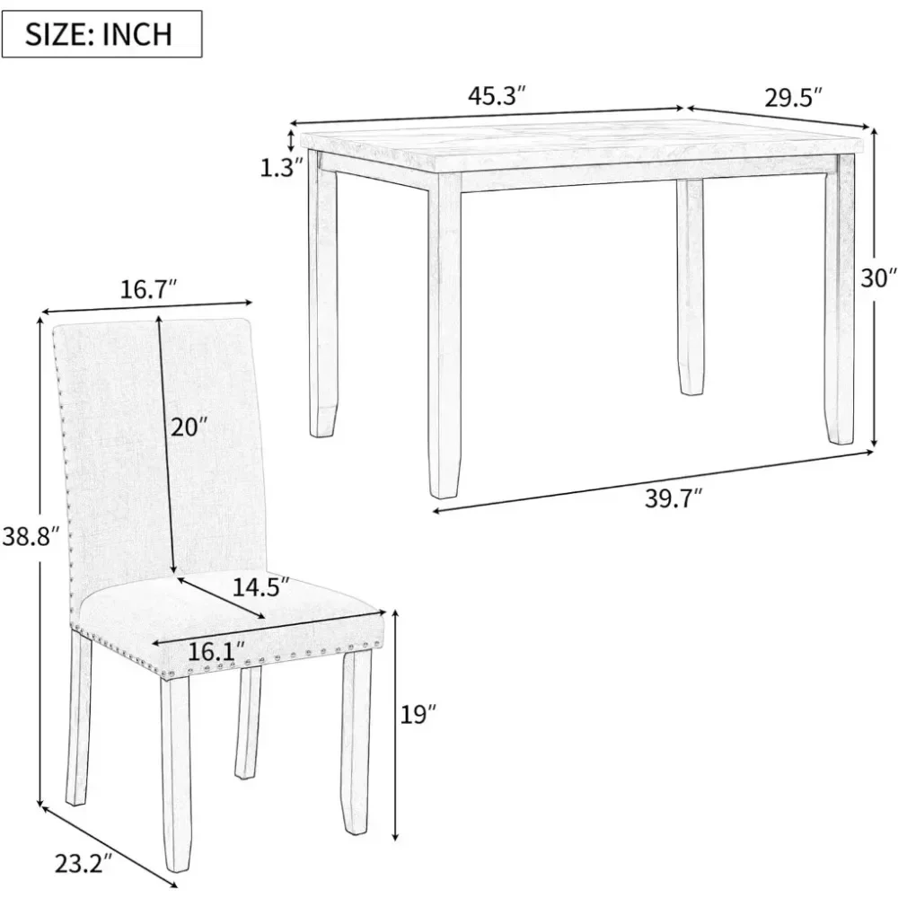 Ensemble  table à manger et de chaises en bois, ensemble  table  cuisine pour 4