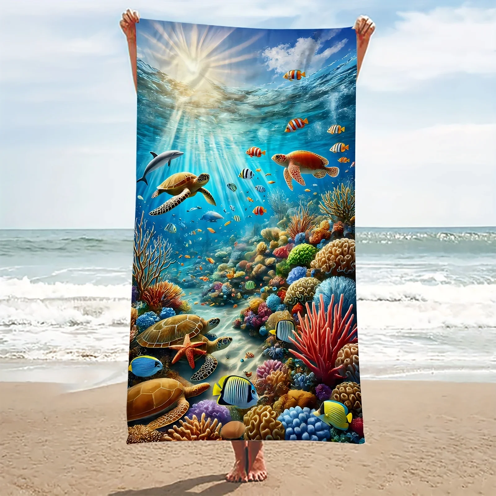 Beach Towels with Ocean Prints , Soft towels suitable for travel, swimming pools, vacations and beach days.
