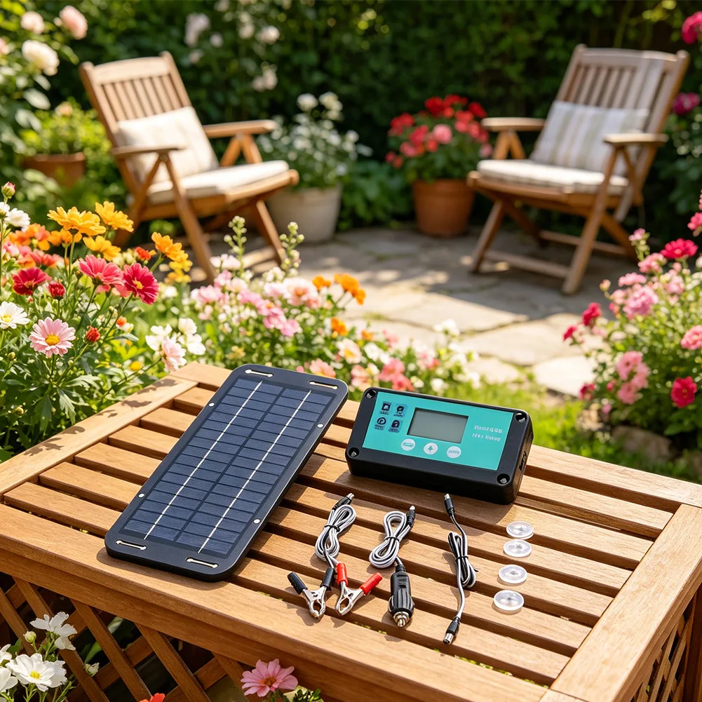 For Remote Locations Car Battery Maintainer Vehicle Power Supply Efficient Solar Charging Kit Solar Battery Real-time Display