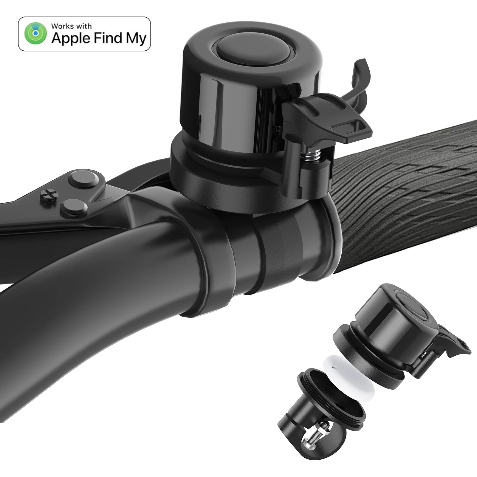Bicycle Bell GPS Tracker for Apple AirTag Bike Mount GPS Tracker Anti-Theft Classic Bike Bell Global Locator