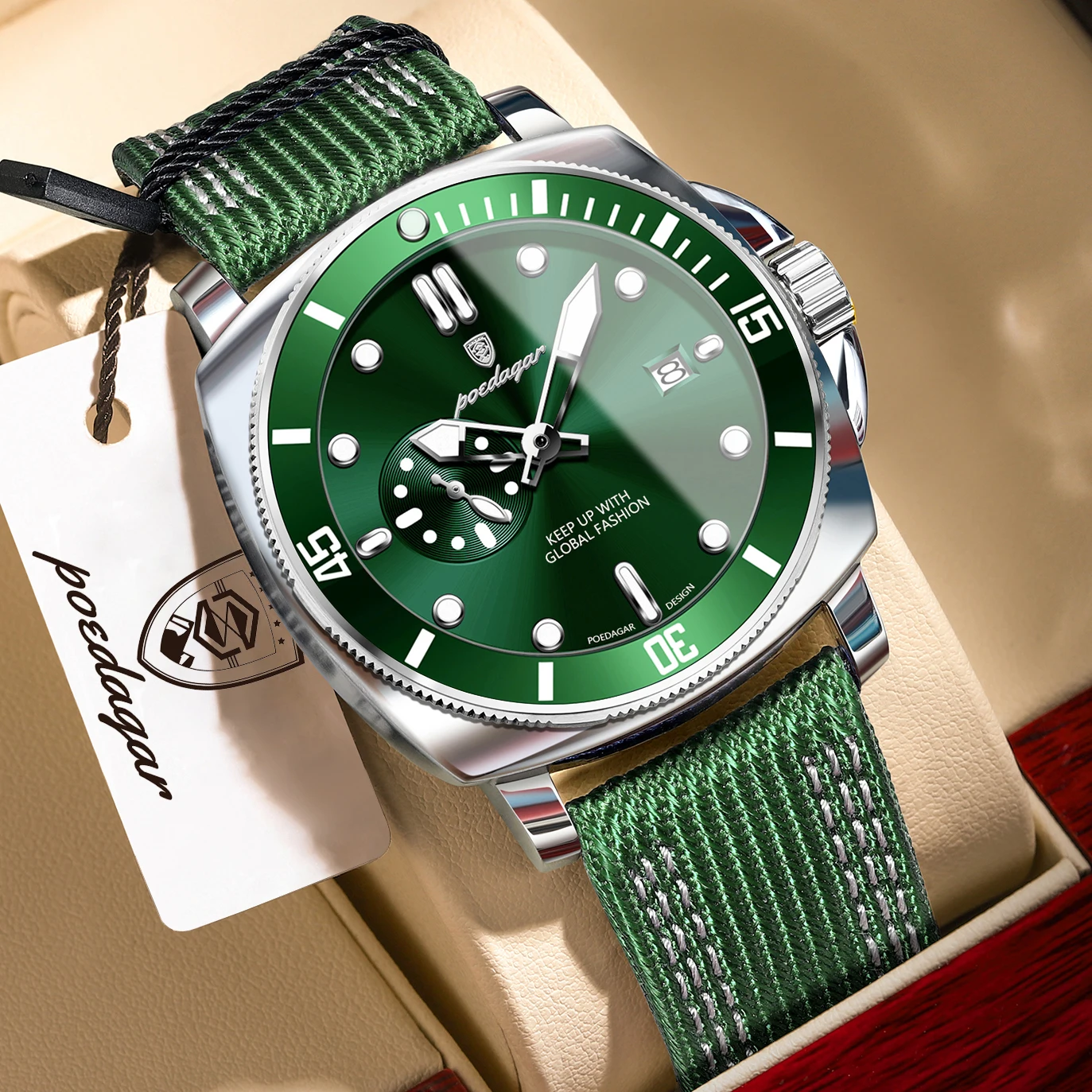 

POEDAGAR Luxury Business Male Clock Luminous Waterproof Date Fashion Men Watch Nylon Leather Quartz Business Men's Watches Reloj