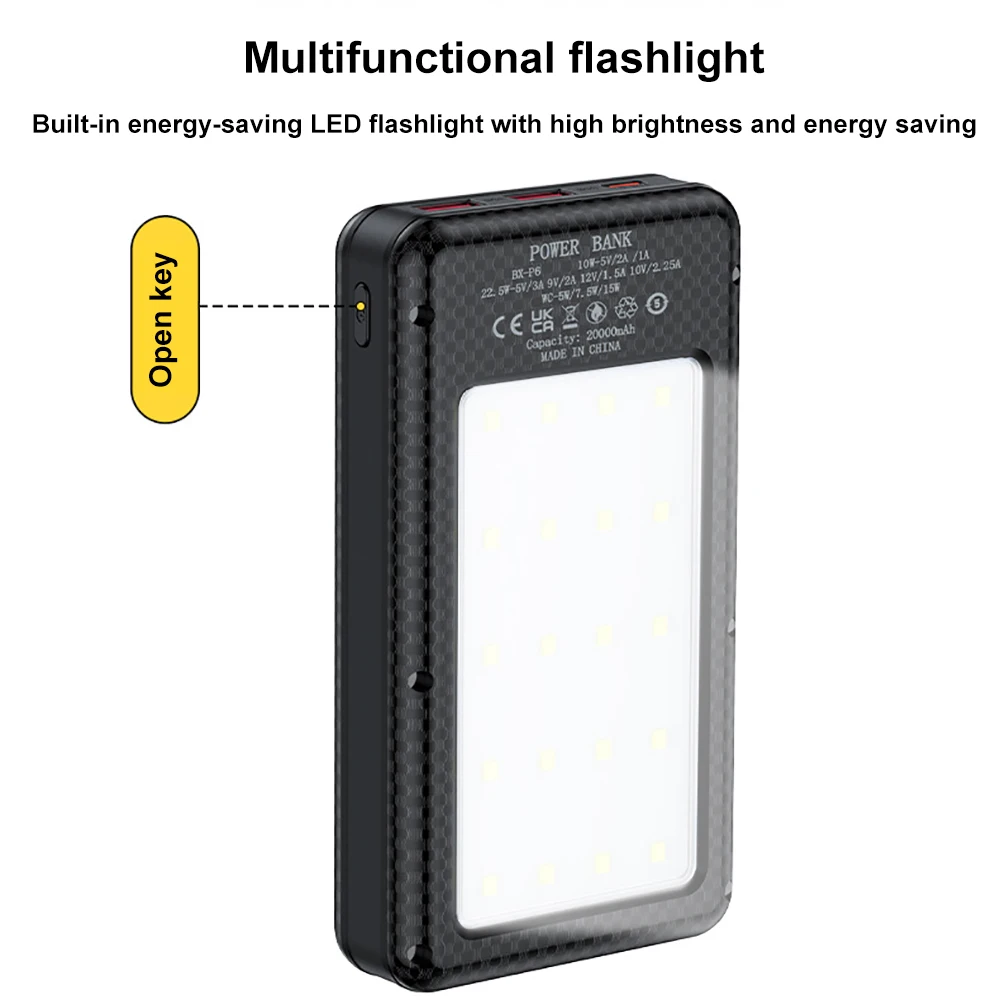 22.5W Fast Charging Battery Box with LED Light 20000mAh 6x18650 External Power Bank Case Battery Charge Storage Box Power Shell