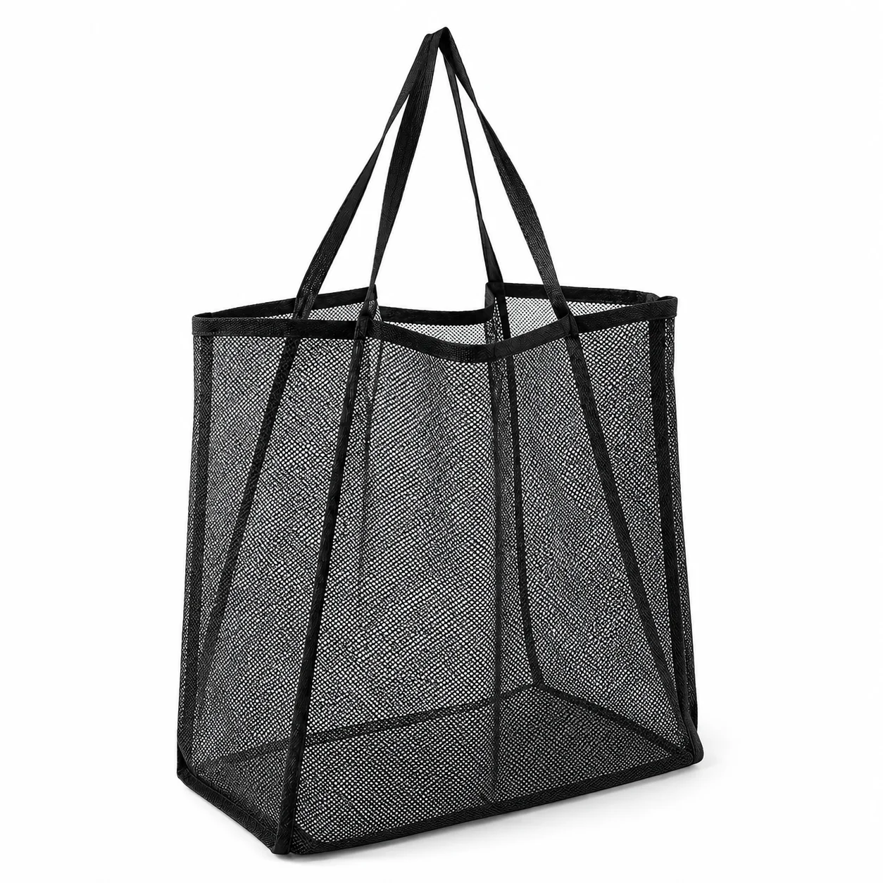 Netz-Einkaufstasche, großes Fassungsvermögen, faltbar, leicht, Netz-Einkaufstasche, Aufbewahrung von Strandspielzeug, Schultertasche aus Netzstoff, strapazierfähiges Nylon, 30 x 24 x 33 cm – Detail 7