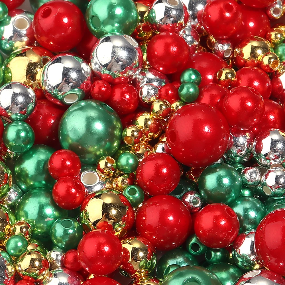 50-1000 Stück 4/6/8/10/12mm ABS Imitationsperlen, farbige runde Zwischenperlen für die Schmuckherstellung, DIY Weihnachtszubehör – Detail 4