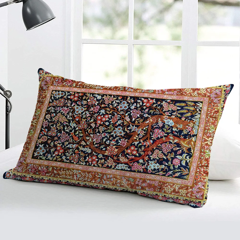 Luxury Both Sides Print Persian Style Plush Cushions Case 30X50/40X60CM Floral Print Lumbar Pillows Case Vintage Sofa Boho Decor