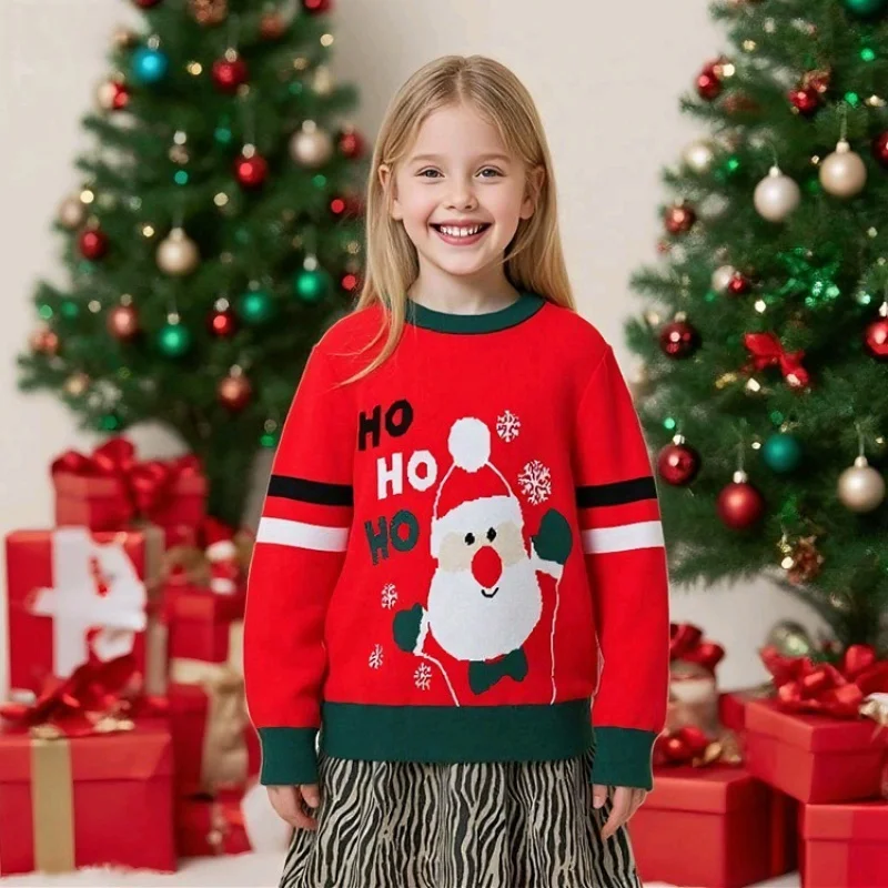 

Christmas Children's Santa Claus Sweater for Boys and Girls Autumn Winter Tops Clothing Baby Kids Cartoon Wool Knitted Pullover