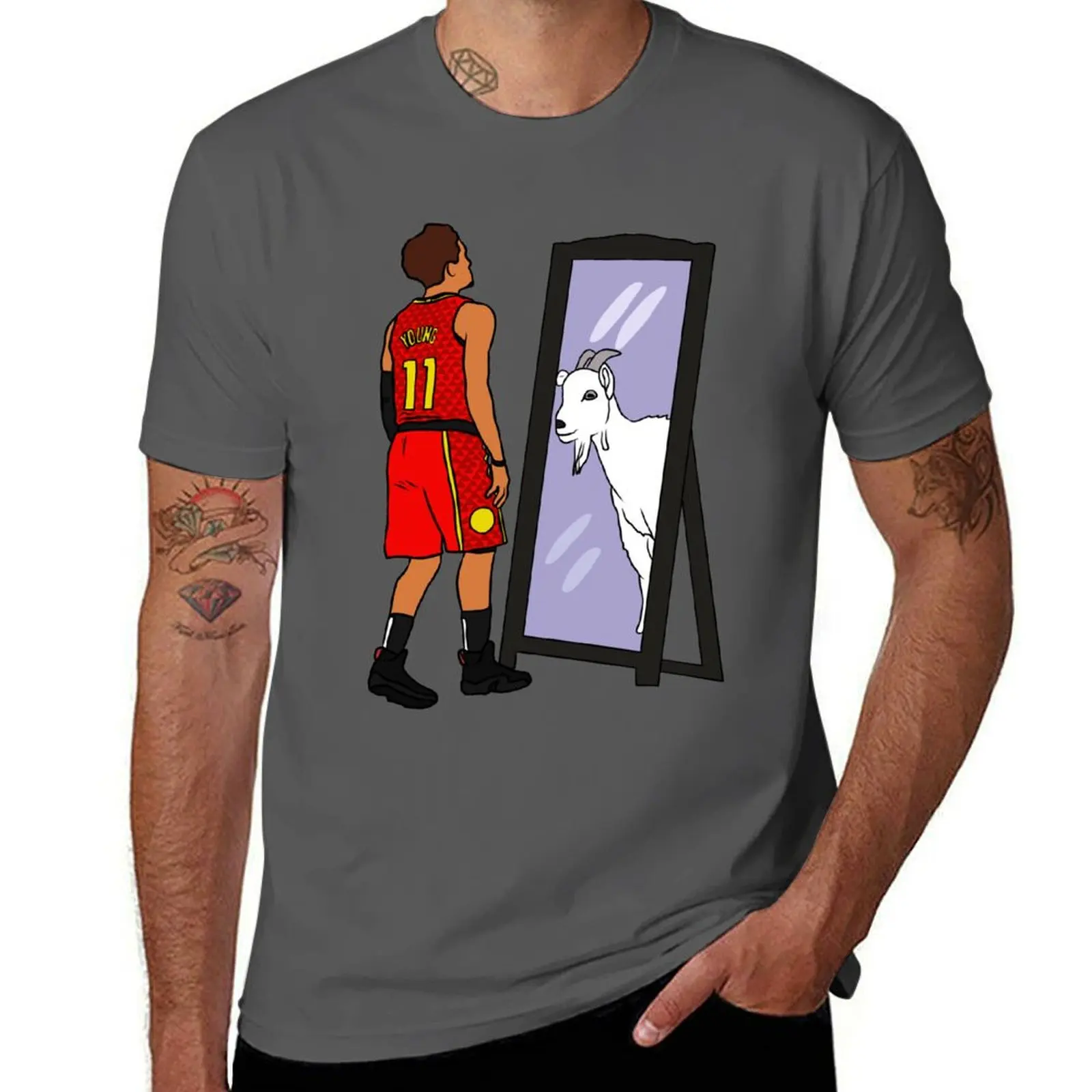 

Trae Young Mirror GOAT T-Shirt summer 2025 graphics custom t shirt sports fans mens t shirt