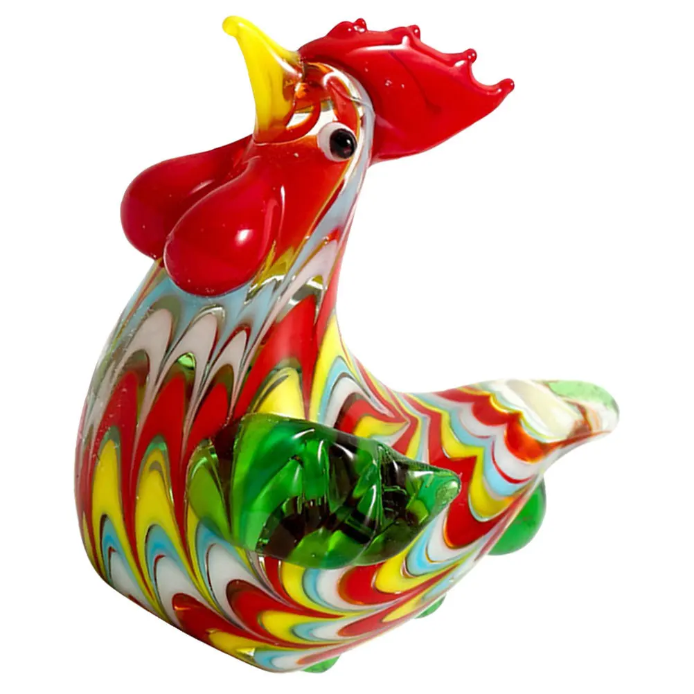 

Glass Rooster Figurines Decor Chicken Desktop Statue Chickens Animal Ornament Decorative