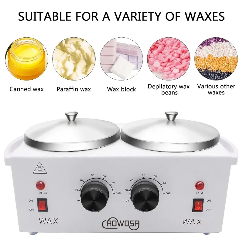 Double Professional Electric Wax Heater for Hair Removal - Dual Wax Pot, Paraffin Facial Skin Body SPA Salon Equipment