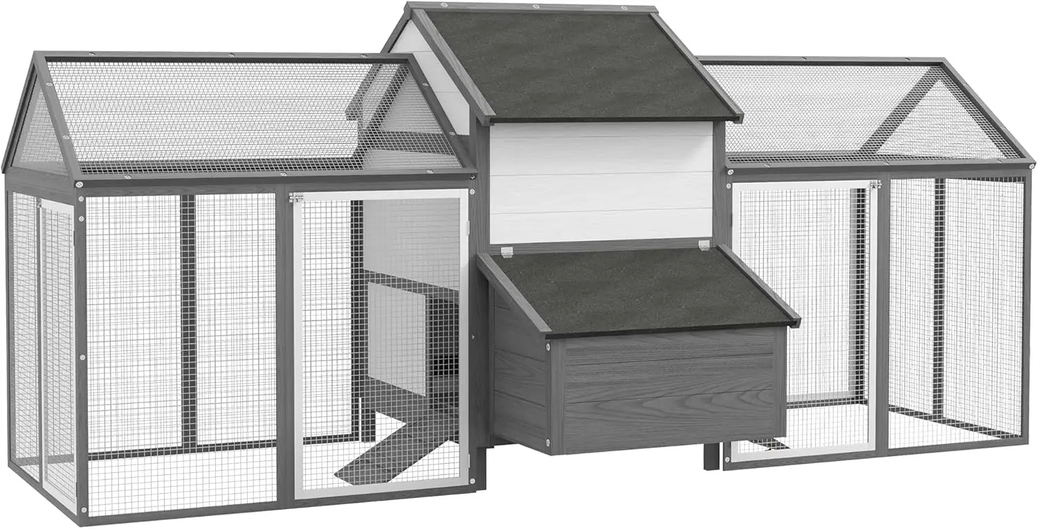 

PawHut 100" Chicken Coop Wooden Chicken House Large Rabbit Hutch Poultry Cage Hen Pen Backyard with Double Run, Nesting Box