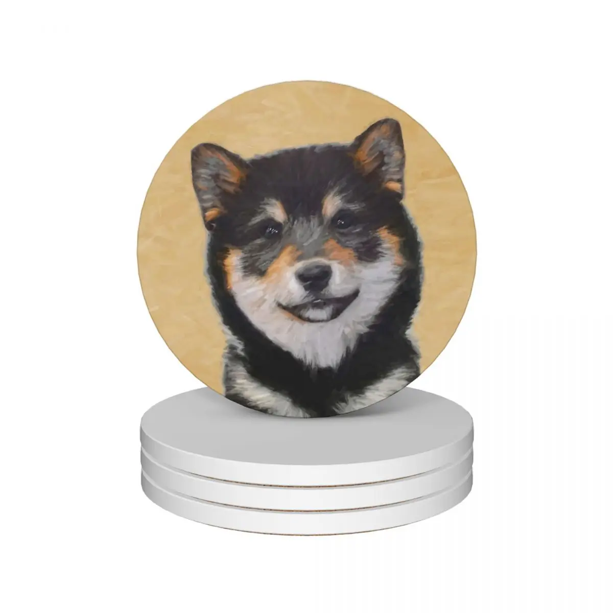 

Shiba Inu (Black and Tan) Ceramic Coasters (Set of 4) cute kitchen set cute Coasters