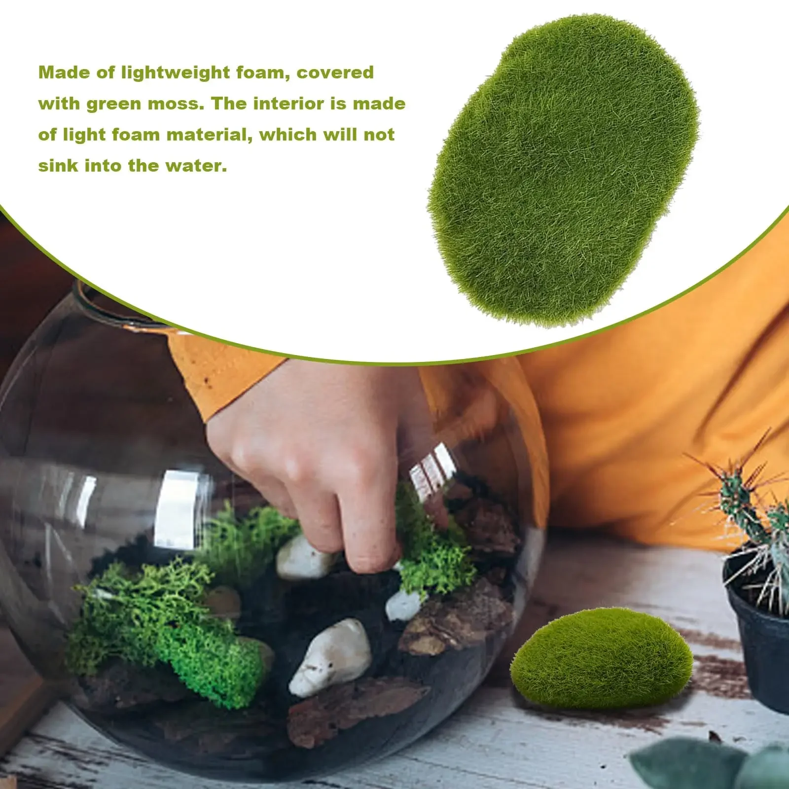 10Pcs Simulation Moss Stone Artificial Moss Rocks Ball Fake Green Plant for Home Garden Flower Pot Decoration Creative Crafts