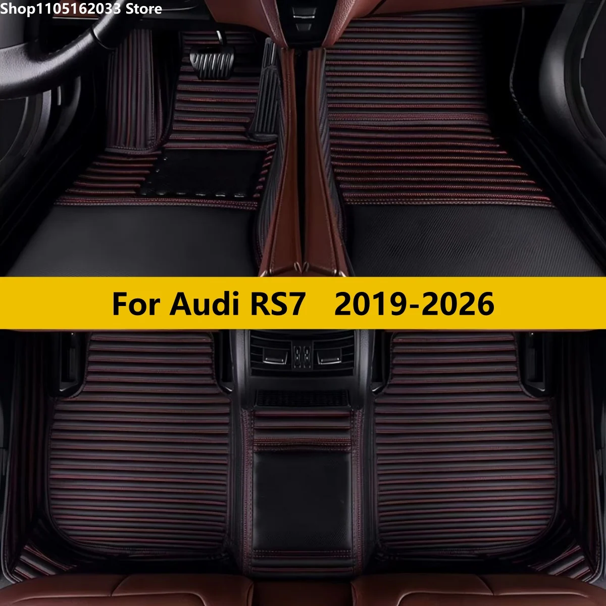Custom Car Floor Mats For Audi RS7 2019 2020 2021 2022 2023 2024 2025 2026 Full Set Leather All Weather Waterproof Car Floor Mat
