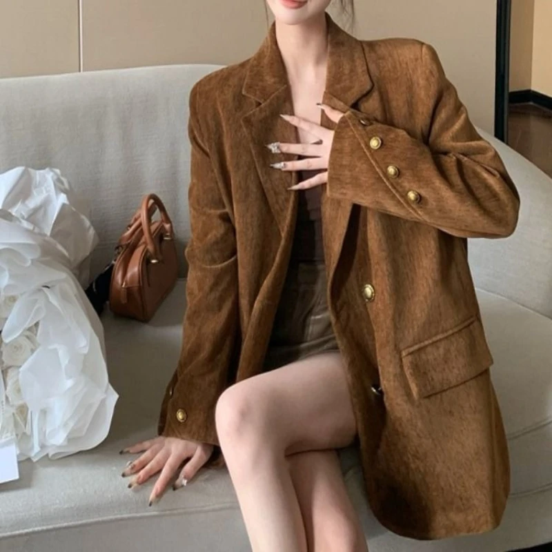 

Suit Jacket Women's Winter 2025 New Double Breasted Loose Mid Length High-end Top