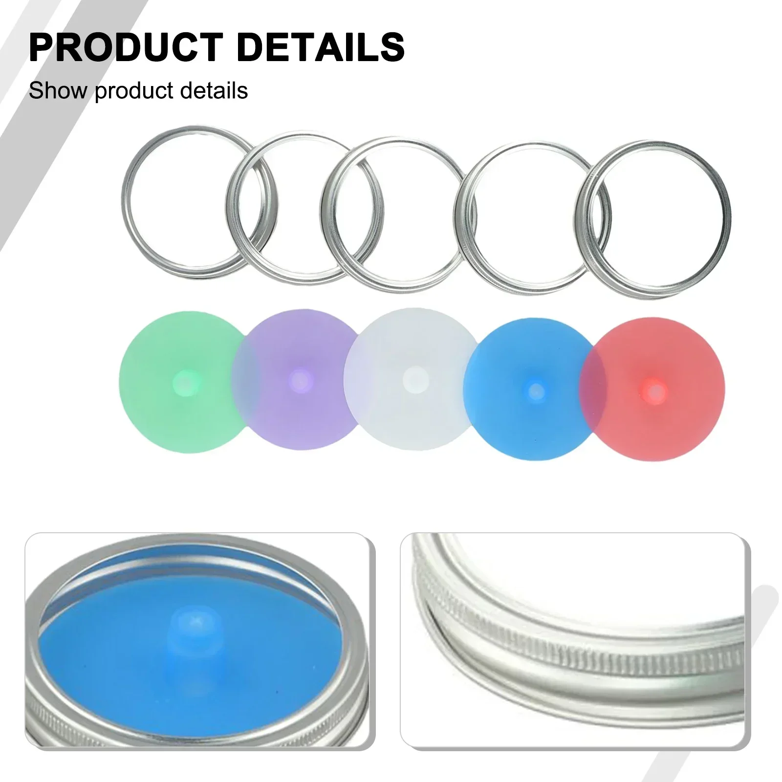 Silicone Fermenting Lids 86mm Sealing 5pcs/set Fermented Probiotic Food For Kimchi Pickles Metal Rings Durable