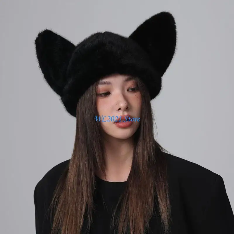 G5GC الكبار المراهقين رشاقته القط شكل الأذن أفخم قبعة لينة الشتاء دفئا قبعة ركوب الدراجات #5