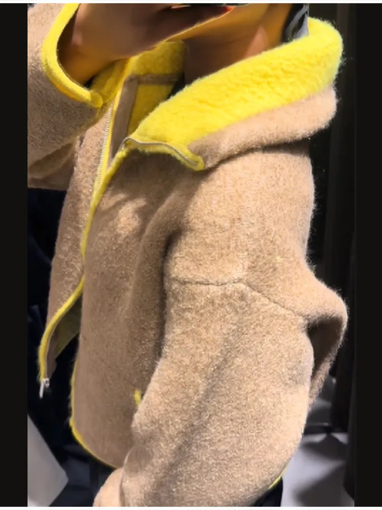 Veste tricotée à manches longues et col haut pour femme, manteau à capuche, doux et chaud, nouvelle collection automne hiver 2025