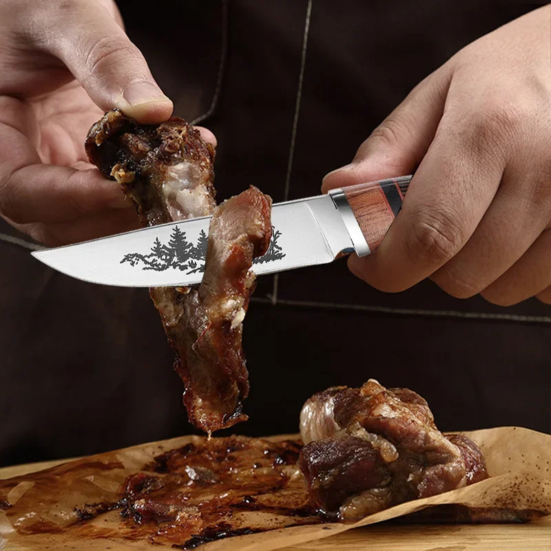 Barbecue Knife Boning Slicing Meat Fruit Vegetables Utility Butcher Boning Knife Wooden Handle Hand Forged Blade Kitchen Knives