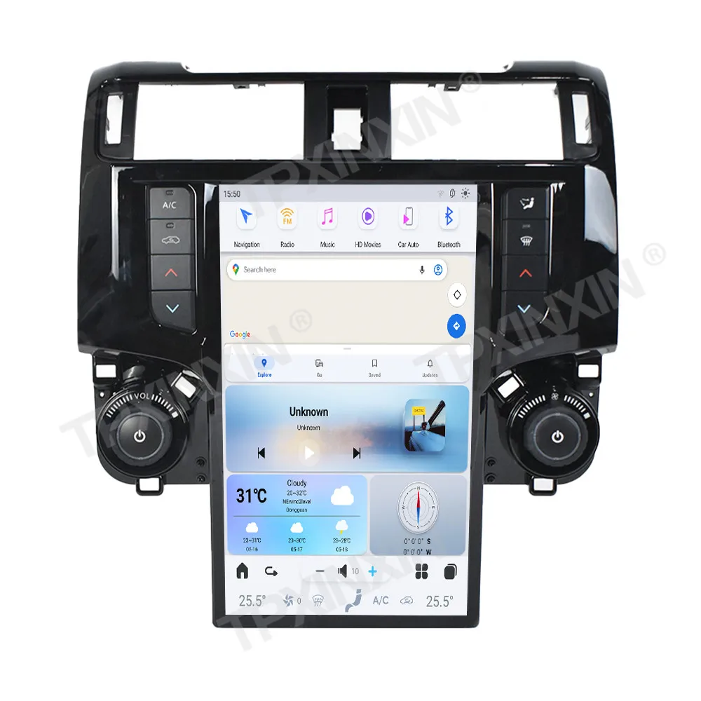 13.6 بوصة لتويوتا 4 عداء 2009 إلى 2019 سيارة أندرويد 13.0 carplay نظام تحديد المواقع والملاحة السيارات شاشة تعمل باللمس مشغل وسائط متعددة رئيس وحدة #5