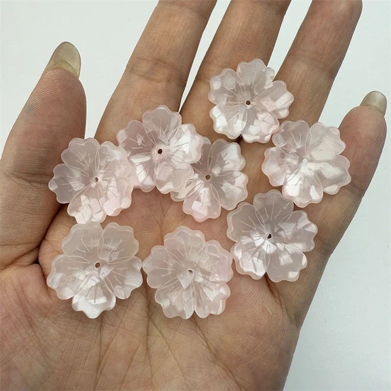 Wholesale 90pcs/lot 23mm color print cartoon flowers shape acrylic floral beads diy jewelry garment hair accessory