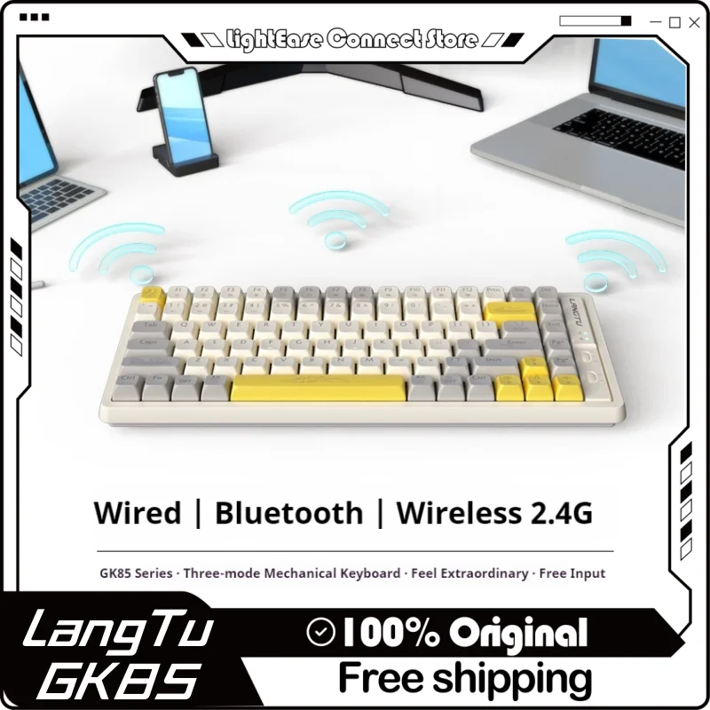 New Langtu Gk85 Tri-Mode Rgb Wired Hot Plug Dual System Full Key No Punch Mechanical Keyboard Set Office E-Sports Game Keyboard