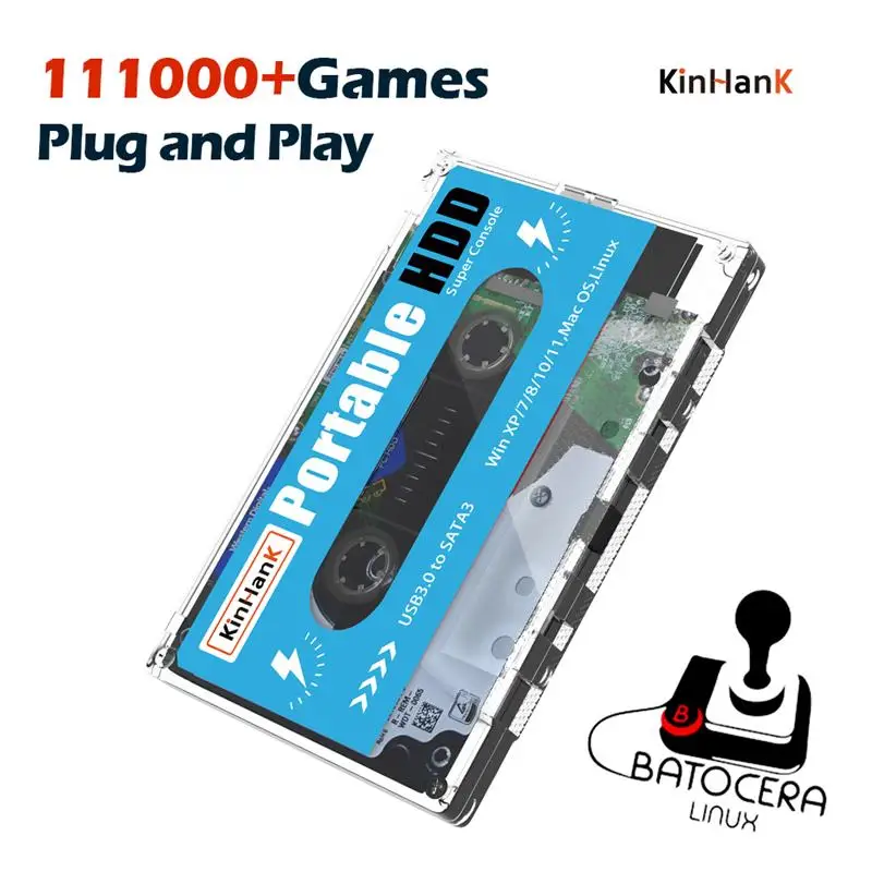 New Kinhank 500G HDD With 111000 Retro Games For PS3/PS2/PSP/SEGA SATURN/Wii/Wiiu Portable External Hard Drive Disk for